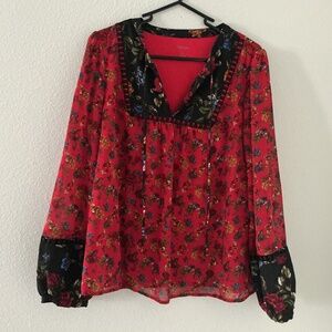 Kensie Floral Long Sleeved Blouse Size Small
